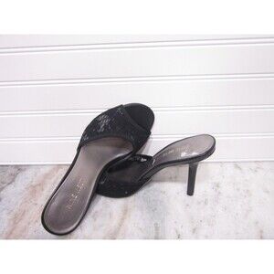 Nine West Slide On Black Lace Heels Size 7.5 NEW